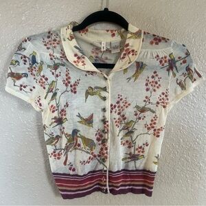 Moth Anthropology Retro Cardigan short sleeve swallow Pattern